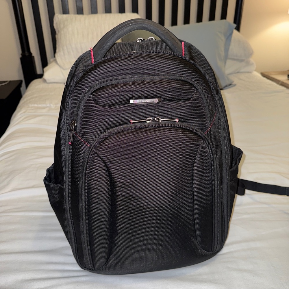 Samsonite Tectonic Black Backpack with Red Accents